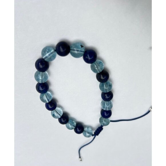 Lapis Lazuli - Aquamarine With Silver handcrafted bracelet - Picture 4 of 12